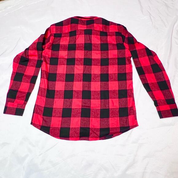 COOFANDY Flannel Shirt Men Medium Long Sleeve Red Black Button Up Pocket Casual - Picture 3 of 4
